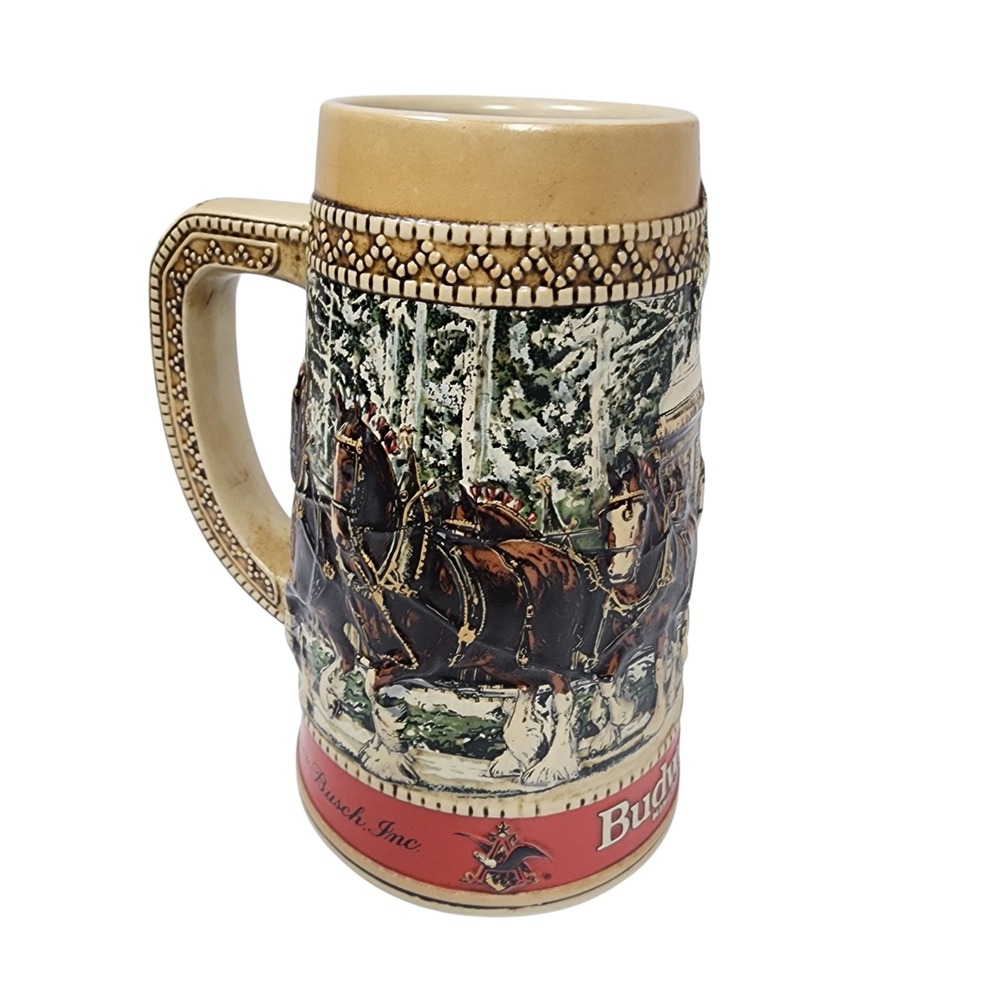 Vintage Budweiser King of Beers Ceramic Stein Anheuser Busch Mug Clydesdales